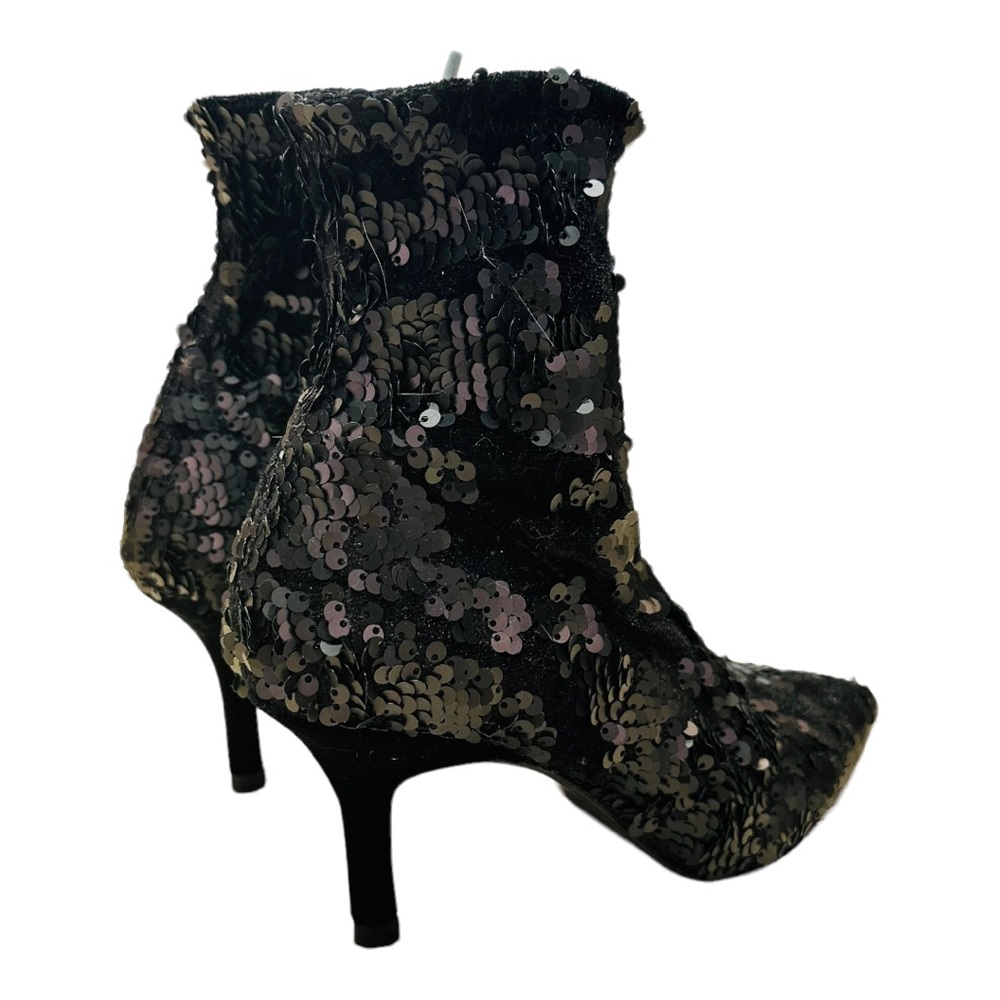 Zara Sequin Fabric / Velvet Ankle Boots - Black - Picture 11 of 15